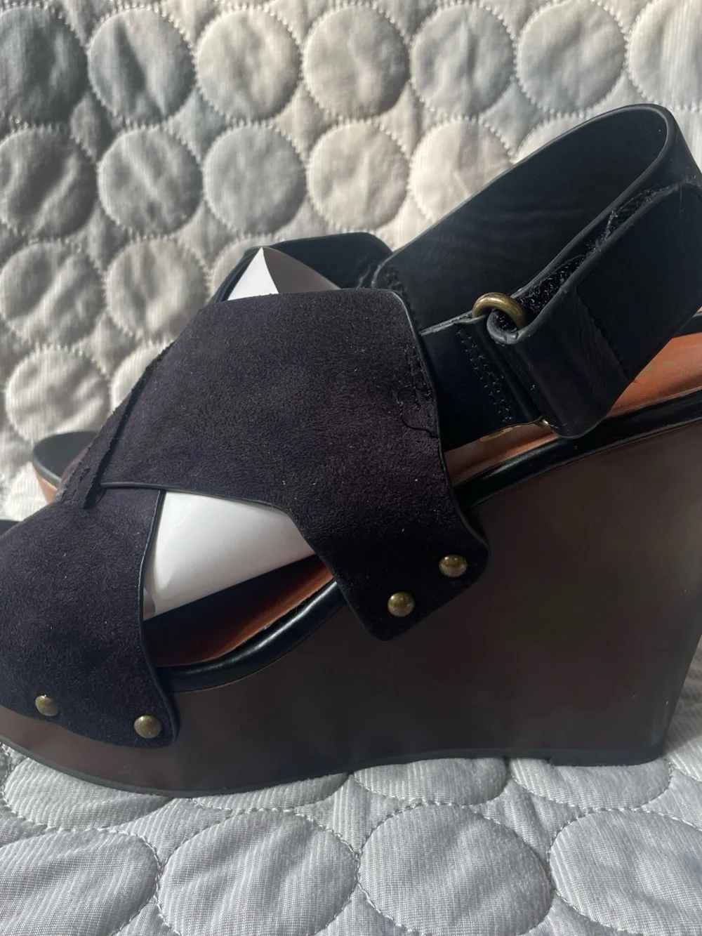 Women’s Black Suede Crisscross Platform Sandals — Sleek Slingback Style